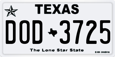 TX license plate DOD3725