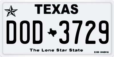 TX license plate DOD3729