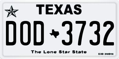 TX license plate DOD3732