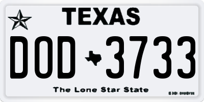 TX license plate DOD3733