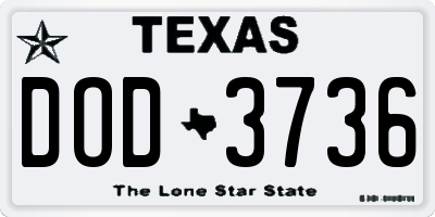 TX license plate DOD3736