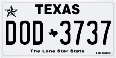 TX license plate DOD3737