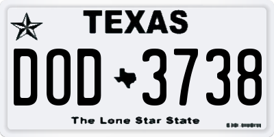 TX license plate DOD3738