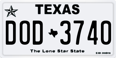 TX license plate DOD3740