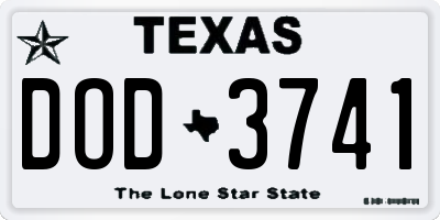TX license plate DOD3741