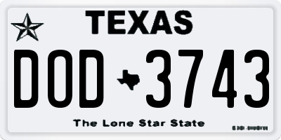TX license plate DOD3743