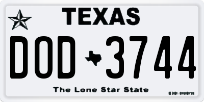 TX license plate DOD3744