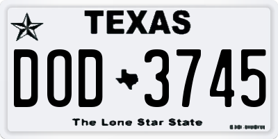 TX license plate DOD3745