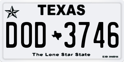 TX license plate DOD3746