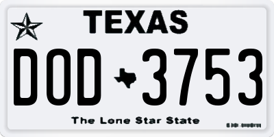 TX license plate DOD3753