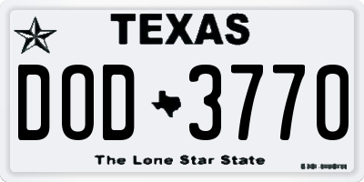 TX license plate DOD3770