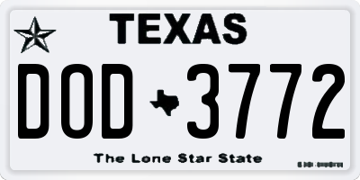 TX license plate DOD3772