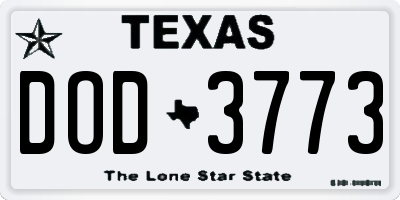 TX license plate DOD3773