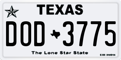 TX license plate DOD3775