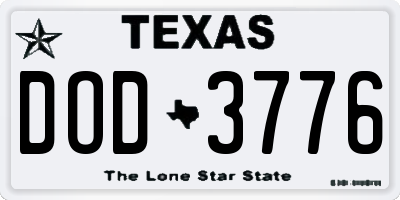 TX license plate DOD3776