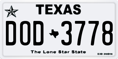 TX license plate DOD3778