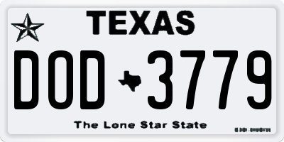 TX license plate DOD3779