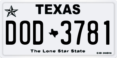 TX license plate DOD3781