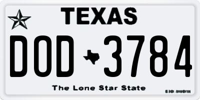 TX license plate DOD3784
