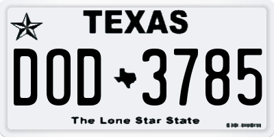 TX license plate DOD3785