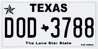 TX license plate DOD3788