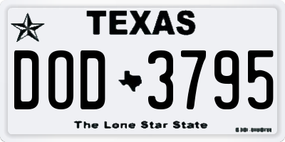 TX license plate DOD3795