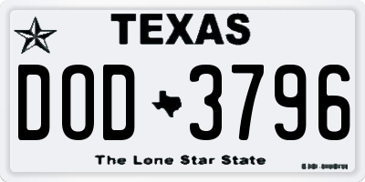 TX license plate DOD3796
