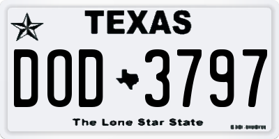 TX license plate DOD3797
