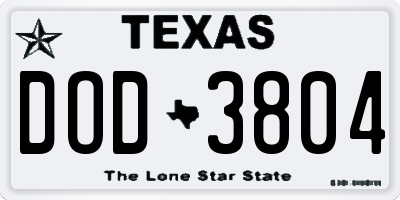 TX license plate DOD3804