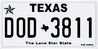 TX license plate DOD3811
