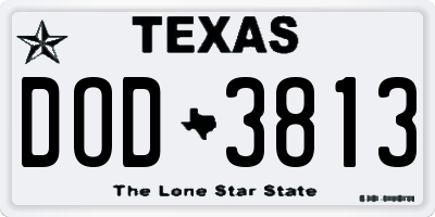 TX license plate DOD3813