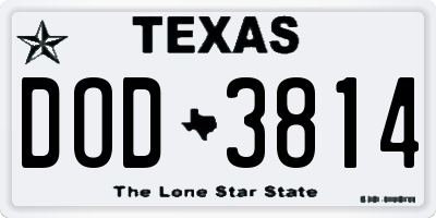 TX license plate DOD3814