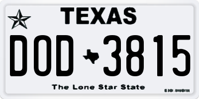 TX license plate DOD3815