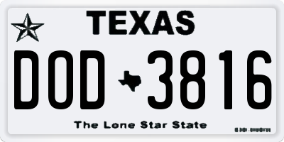 TX license plate DOD3816