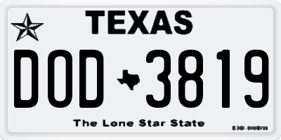 TX license plate DOD3819