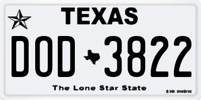 TX license plate DOD3822