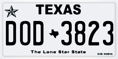 TX license plate DOD3823