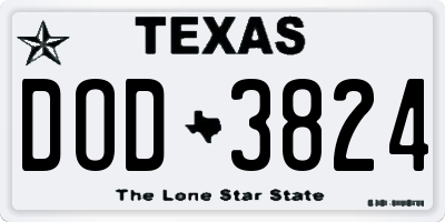 TX license plate DOD3824