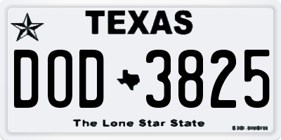 TX license plate DOD3825