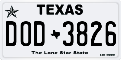 TX license plate DOD3826