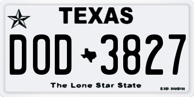 TX license plate DOD3827