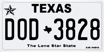 TX license plate DOD3828