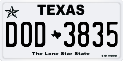 TX license plate DOD3835