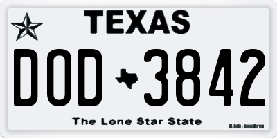 TX license plate DOD3842