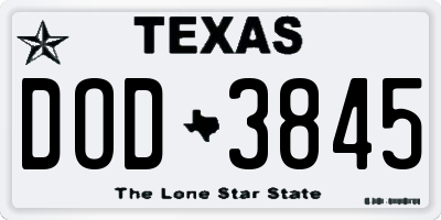 TX license plate DOD3845