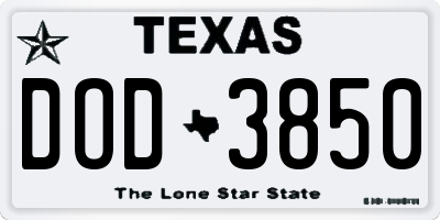 TX license plate DOD3850