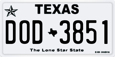 TX license plate DOD3851