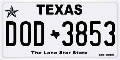 TX license plate DOD3853