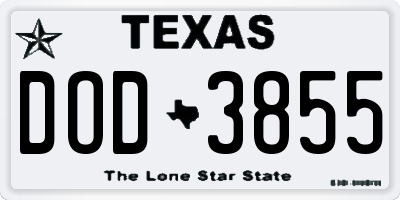 TX license plate DOD3855