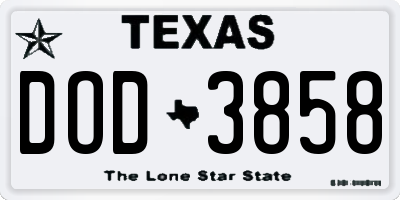 TX license plate DOD3858